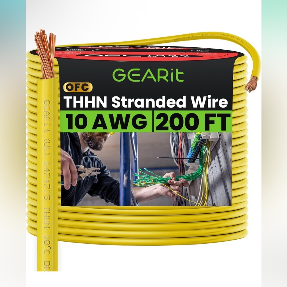 GEARit Stranded THHN Wire (10 Gauge, 200 Feet) 100% OFC Electrical Building Wire